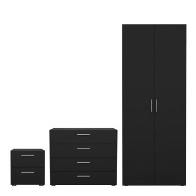Black Furniture To Go Pepe Piece Bundle, Bedside, Chest And 2 Door Wardrobe In Size 3 - B&Q