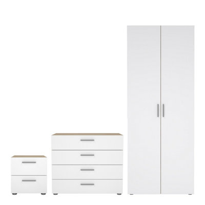 Furniture To Go Pepe 3 Piece BundleBedsideChest And 2 Door Wardrobe In Oak And White High Gloss from B&Q