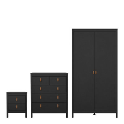 Furniture To Go Barcelona 3 Piece BundleBedsideChest And 2 Door Wardrobe In Matt Black from B&Q
