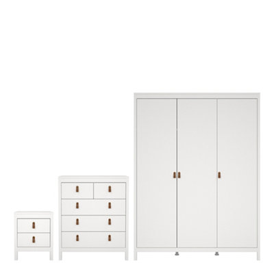 Furniture To Go Barcelona 3 Piece BundleBedsideChest And 3 Door Wardrobe In White from B&Q