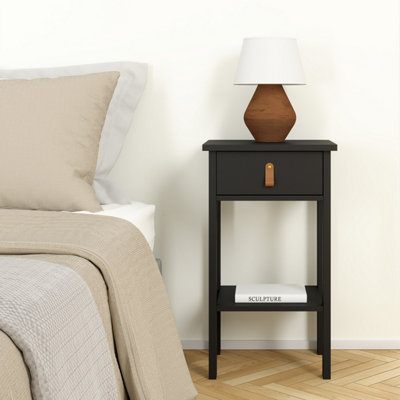B&Q -  Barcelona Bedside Table With 1 Drawer In Matt Black