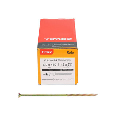 Timco Solo Yellow Woodscrew Pozi Countersunk Soloc6.0mm X 180mmPack Of 1000 from B&Q