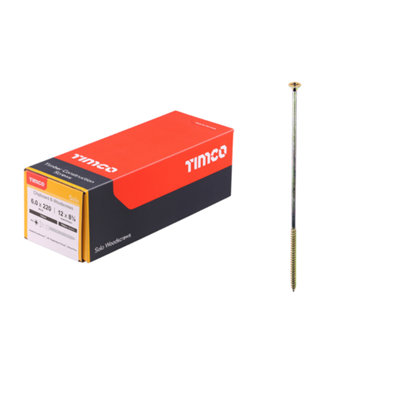 Timco Solo Yellow Woodscrew Pozi Countersunk Soloc6.0mm X 220mmBox Of 100 from B&Q