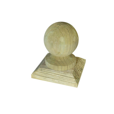 Treated Wooden Fence Post Caps100mm Ball TopWith BaseGreenPack Of 4
