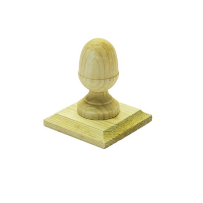 Treated Wooden Fence Post Caps100mm Acorn TopWith BaseGreen