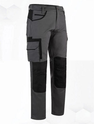 Wrightfits Black/Grey Olympian Mens Cargo Work Trousers - Op Size 35