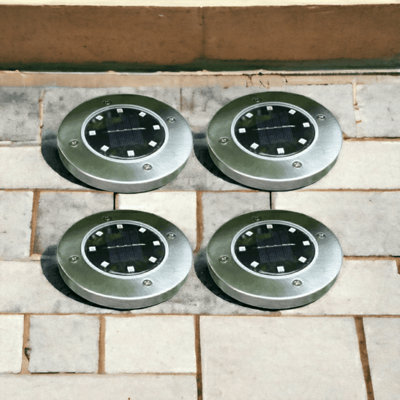 - Lighting Legends Silver Led Solar Ground Stake Lights Warm White Pack Of 4