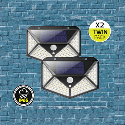  - Lighting Legends Super Bright 100 Led Pir Solar Motion Security Lights Twin Pack