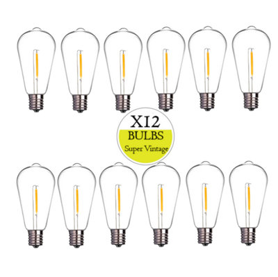 Lighting Legends Super Festoon 12 Pack Vintage Style Warm White Led Shatterproof Bulbs
