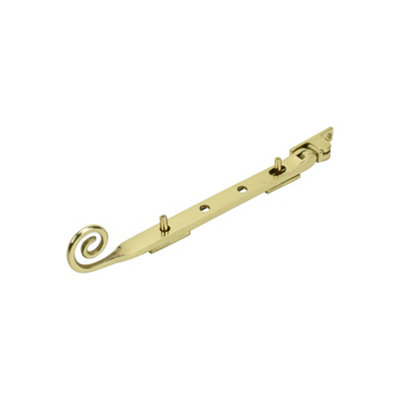 Dart Monkey Tail Brass Window Stay 8" (200mm)Polished Brass from B&Q