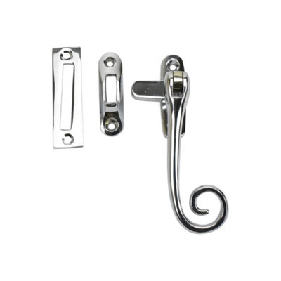 Dart Monkey Tail Brass Window Fastener With Hook & Mortice PlatePolished Chrome from B&Q