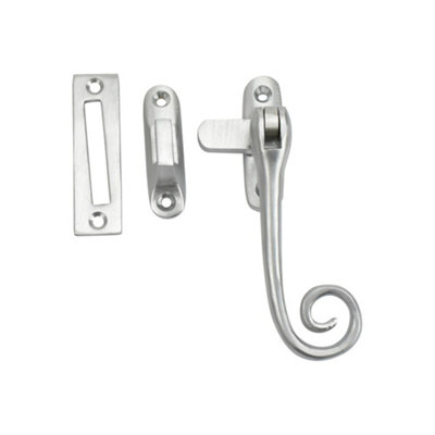 Dart Monkey Tail Brass Window Fastener With Hook & Mortice PlateSatin Chrome from B&Q