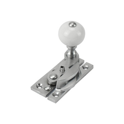 Sash Heritage Claw Fastener With White Ceramic Knob (Locking)Satin Chrome