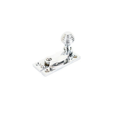 Sash Heritage Claw Fastener With Reeded Knob (Non-Locking)Polished Chrome