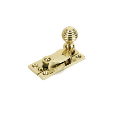Sash Heritage Claw Fastener With Reeded Knob (Non-Locking)Polished Brass