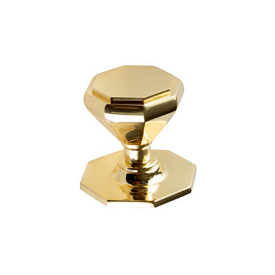 Dart Octagonal Centre Door Knob (70mm)Polished Brass from B&Q