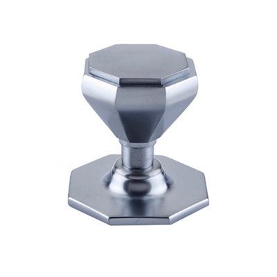 Dart Octagonal Centre Door Knob (70mm)Satin Chrome from B&Q