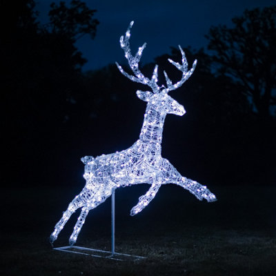 Garden Trends 1.5m Light Up Flying Reindeer Christmas Decoration Clear - Image 4