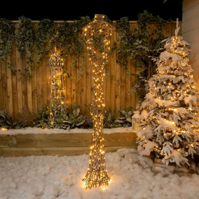 Christmas Light Up Grey Weave Lamp Post 1.8m with 200 Warm White/White LED's - Image 2