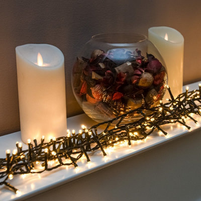  - 720 Warm White Multi-Function String Xmas LightGreen Cable