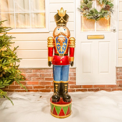 B&Q Red/Blue Traditional Christmas Nutcracker Soldier - And With Led Lights 4.5Ft