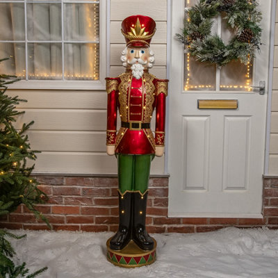 The Christmas Centre 5ft Traditional Nutcracker Soldier - Red and Green - Image 4