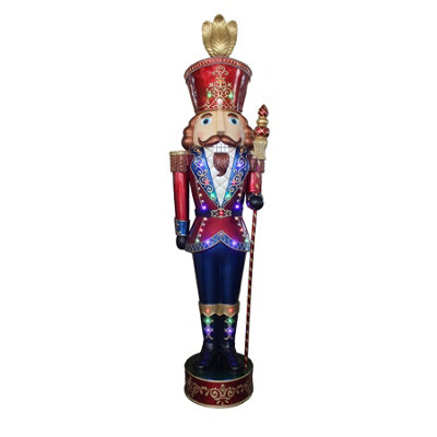  - 7.5Ft Traditional Christmas Giant Nutcracker Soldier With Led Lights