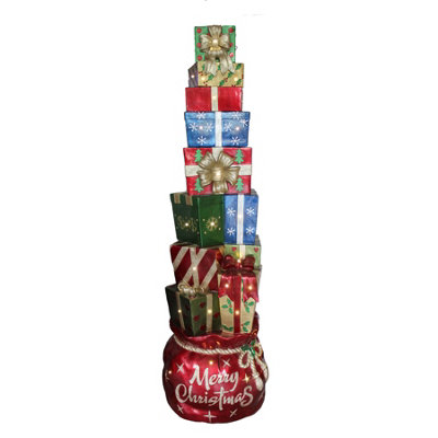 The Christmas Centre 6ft Multi-Coloured LED Christmas Present Stack - Image 4