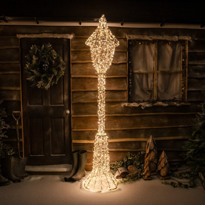 The Christmas Centre Gold Laser Lit Lamp Post 230cm Warm White LED Micro Lights - Image 5
