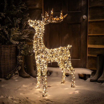 The Christmas Centre Gold Laser Lit Deer - 100cm - Warm White LED Micro Lights - Image 4