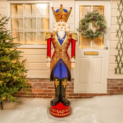  - 6Ft Traditional Christmas Nutcracker KingRedBlue And Cream With Led Lights