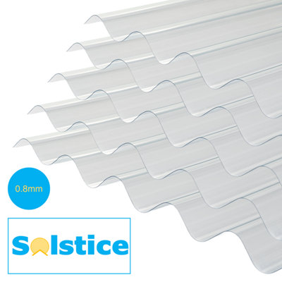  - Solstice Pvc Corrugated Clear Roofing Sheet 3M X 950mm X 0.8mm  Bundle Of 5