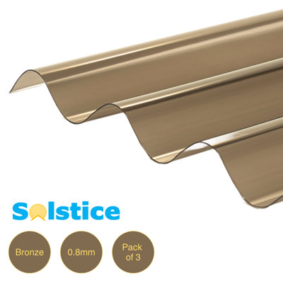  - Solstice Pvc Corrugated Sheet  Bronze 2000mm X 950mm X 0.8mm Pack Of 3