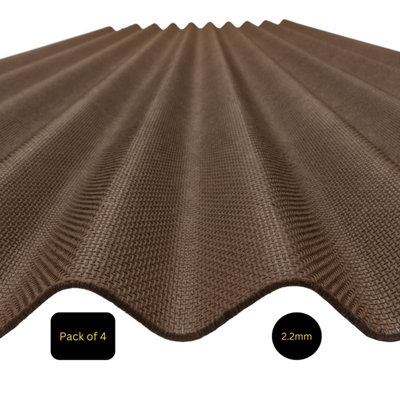 Bitumen Corrugated Sheets Red 1M X 837mm X 2.2mm Pack Of 4
