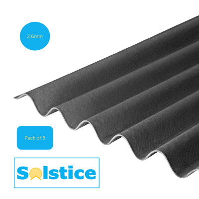 Bitumen Corrugated Black Roofing Sheet 2M X 950mm X 2.6mm Pack Of 5 from B&Q