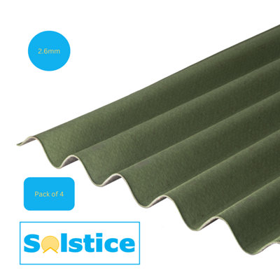 Bitumen Corrugated Green Roofing Sheet  2M X 950mm X 2.6mm Pack Of 4 from B&Q