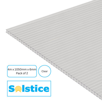  - Solstice Twinwall Polycarbonate Sheet Clear 4000mm X 1050mm X 6mmPack Of 2