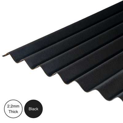 Bitumen Corrugated Roofing Sheets Black 2M X 930mm X 2.2mm Pack Of 6 from B&Q