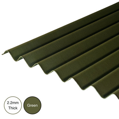 Bitumen Corrugated Roofing Sheets Green 2M X 930mm X 2.2mm Pack Of 7 from B&Q