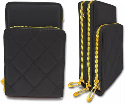 Women Cross Body Pu Leather Mobile Phone Shoulder Strap Bag Purse Wallet Pouch (Black) from B&Q
