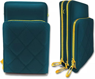 Women Cross Body Pu Leather Mobile Phone Shoulder Strap Bag Purse Wallet Pouch (Blue) from B&Q