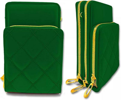 Women Cross Body Pu Leather Mobile Phone Shoulder Strap Bag Purse Wallet Pouch (Green) from B&Q