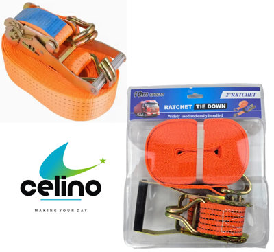 Celino Ratchet Tie Down Straps Heavy Duty 50mm X 10M Lashing Cargo Luggage 3000Kg