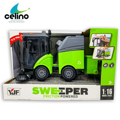 Street Sweeper Truck Toy Kids City Vehicle Lights & Sound Friction Power 1:16 Scale Boys Girls from B&Q