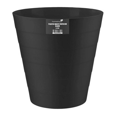 6L Plastic Bin Waste Paper Rubbish Basket Dustbin Kitchen Office Bathroom RoundBlack from B&Q