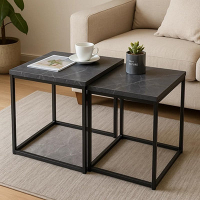 Celino Nesting Coffee Tables Set Of 2 Living Room Square Side End Table Nest Stacking from B&Q