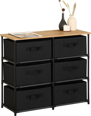 Celino 6 Chest Of Drawers Wooden Top Fabric Storage Cabinet Bedroom Living Room Dresser Table 75X30X68 Cm from B&Q