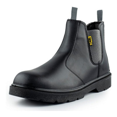 Hammer Men's Chelsea Safety Work Boots Smooth Leather Steel Toe Cap Utility Pull-On Footwear Shoes 1600 S3 Src (12 Uk) Black