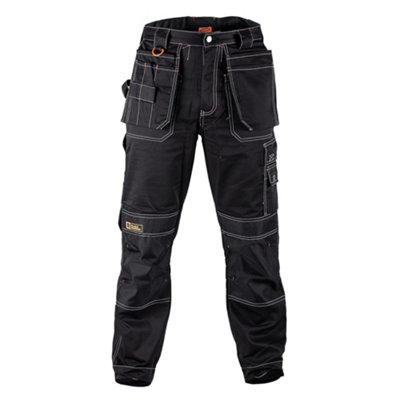 Black Hammer Men's Durable Work Trousers Safety Cargo Pants For Men With Knee Pad & Multiple Pockets Workwear Zilla Black (28W / 31L) from B&Q
