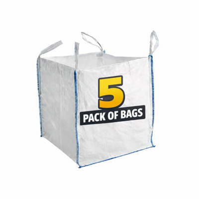 5 X 1 Tonne Bags Builders 1Heavy Duty Bulk Fibc For Garden WasteSandAggregateConstruction & StorageWhite Jumbo Dumpy from B&Q